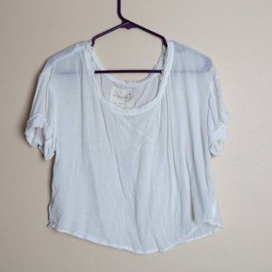 Free People white crop tunic boho top S